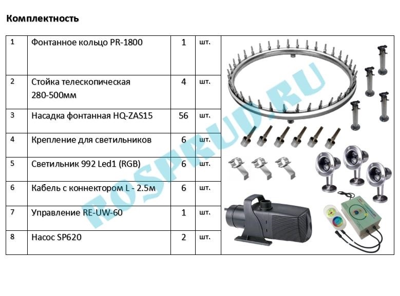 Pondtech Фонтанное кольцо комплект PR 1800 d 1,8 m - Фонтанные насадки